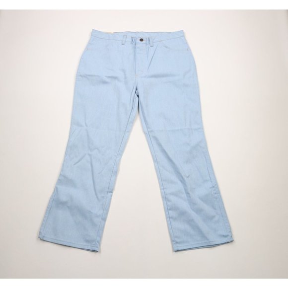 NOS Vintage 70s Streetwear Mens 38x28 Flared Wide Leg Denim Jeans Pants Blue USA